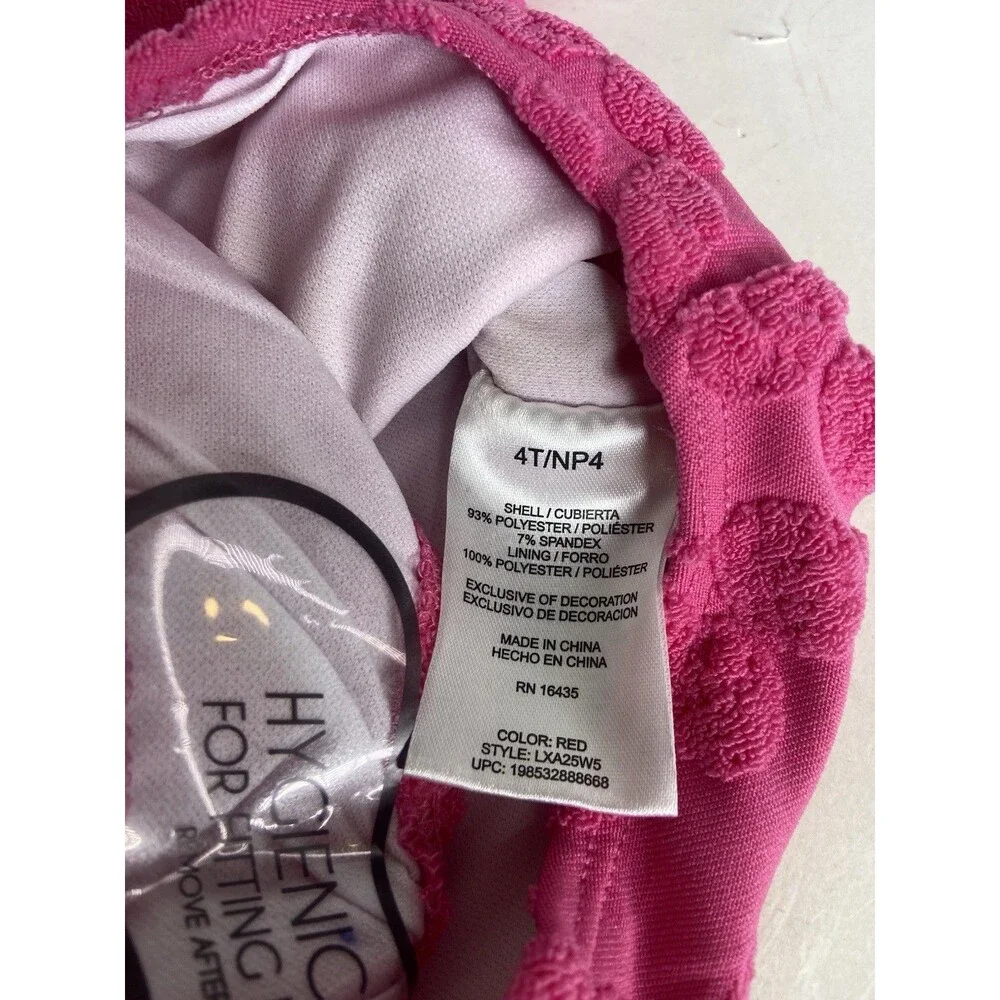 Hello Kitty Pink One Piece Rash Guard Lined Swimsuit Swimwear Girls Size 4T